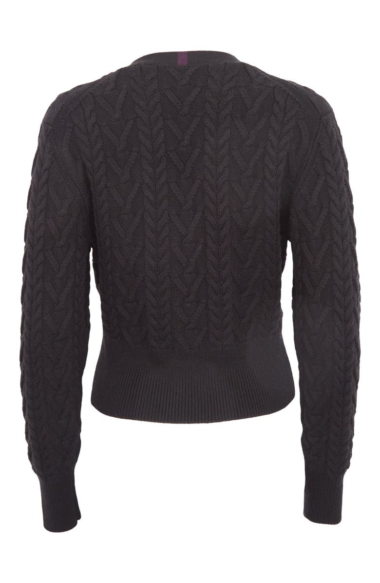 Lords of Harlech Samantha Cashmere Blend Cable Knit Cardigan Sweater, Alternate, color, Black