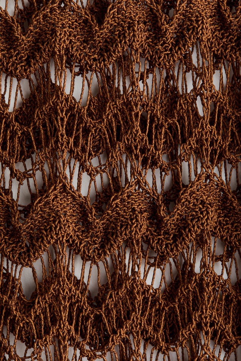 Pointelle-knit Beach Dress, Alternate, color, Brown