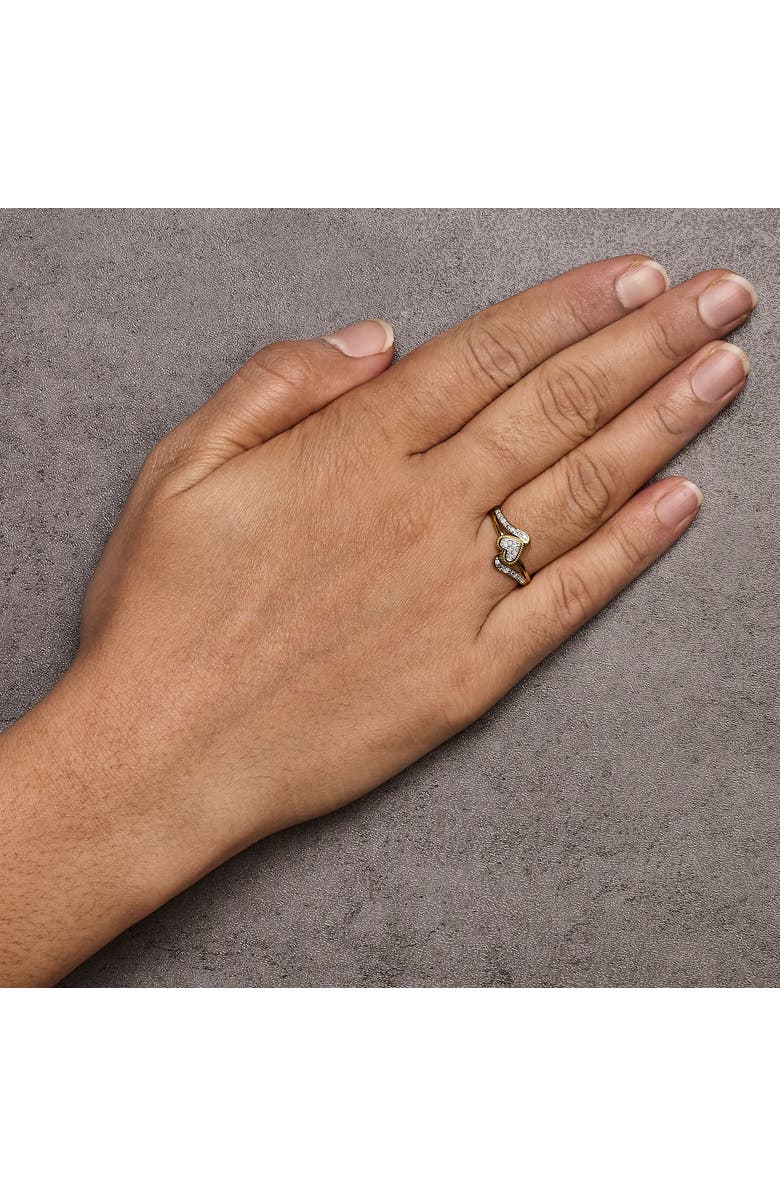 Haus of Brilliance 14K Yellow Gold Plated Silver Diamond Accent Filigree Heart Promise Ring, Alternate, color, Yellow Gold Over Silver