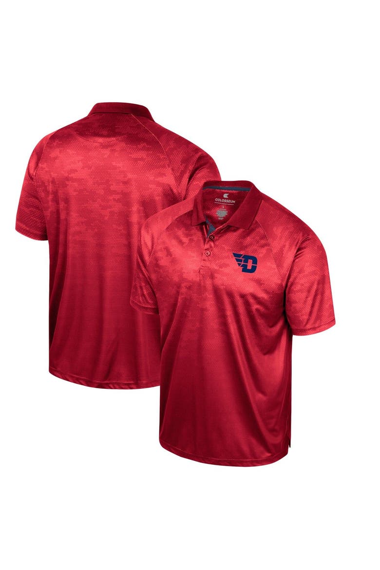 Men's Colosseum Red Dayton Flyers Honeycomb Raglan Polo, Main, color, Red