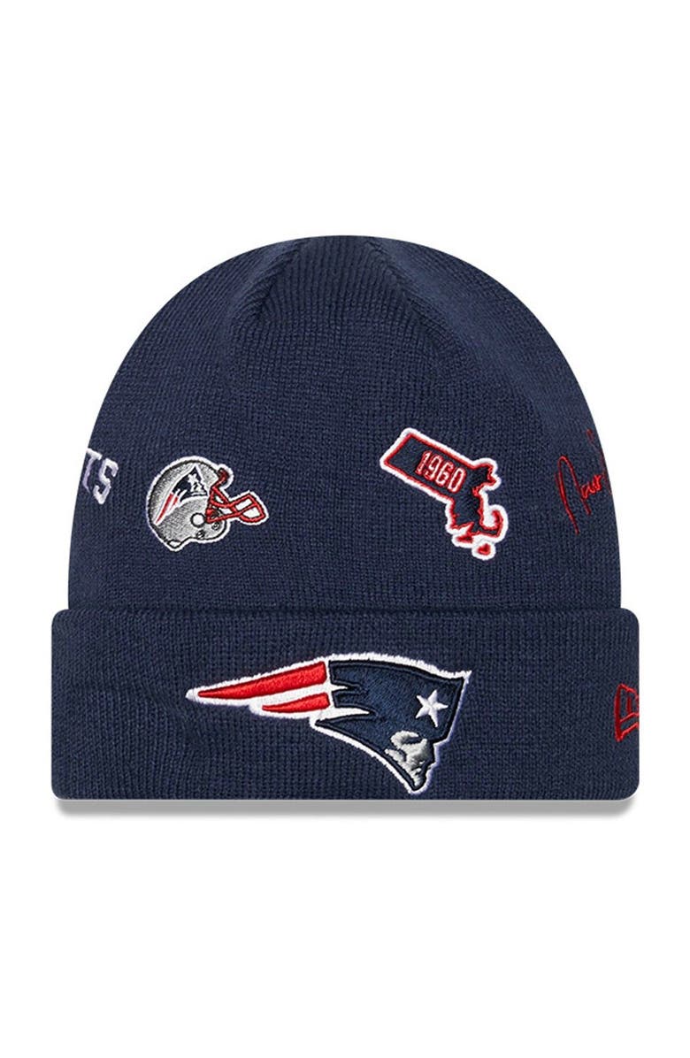 New Era Youth New Era Navy New England Patriots Identity Cuffed Knit Hat, Main, color, Navy