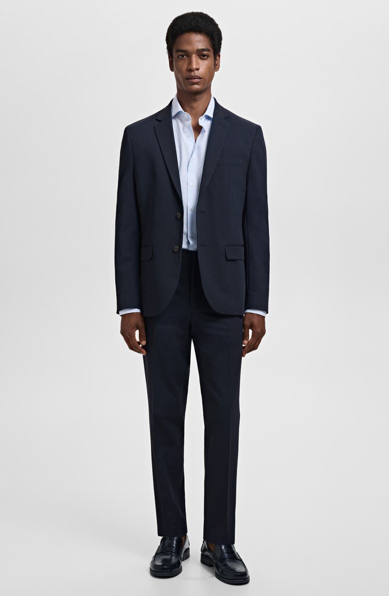 MANGO Thousand Stripe Slim Fit Button Down Shirt, Alternate, color, Blue