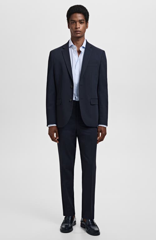 Mango Thousand Stripe Slim Fit Button Down Shirt In Blue