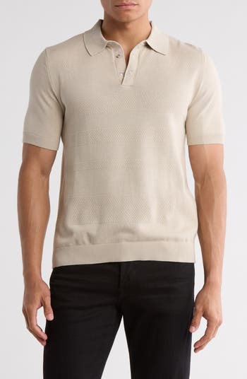 DENIM AND FLOWER Textured Snap Button Polo | Nordstromrack DENIM AND FLOWER Textured Snap Button Polo | Nordstromrack