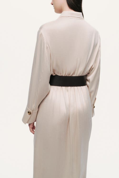 Nocturne Belted Draped Shirt-collar Maxi Dress In White