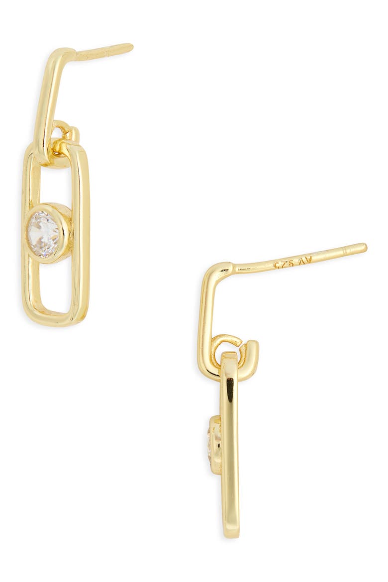 Cubic Zirconia Link Drop Earrings, Main, color, GOLD