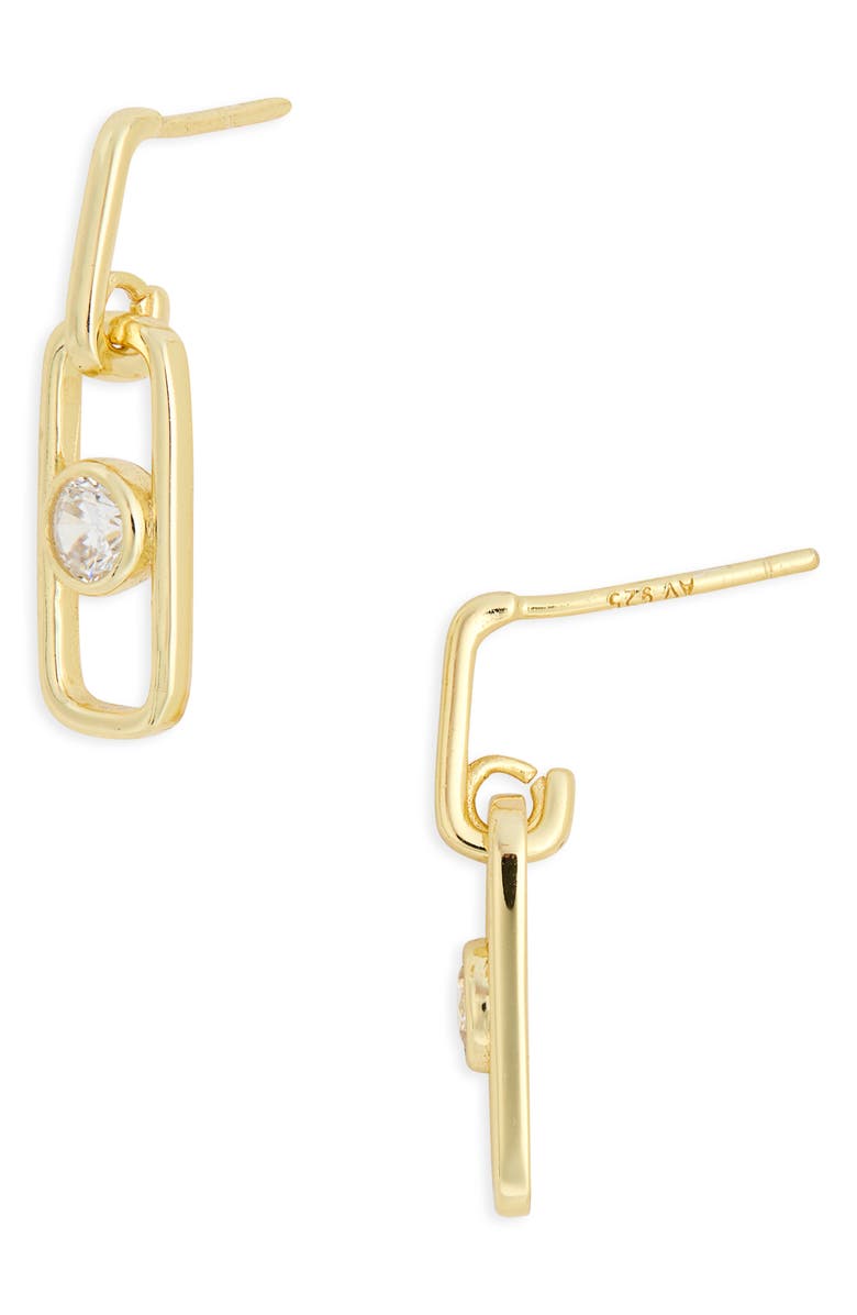 Argento Vivo Sterling Silver Cubic Zirconia Link Drop Earrings, Main, color, Gold