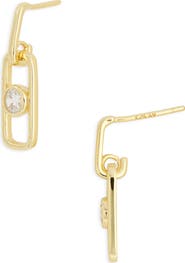 Argento Vivo Sterling Silver Cubic Zirconia Link Drop Earrings