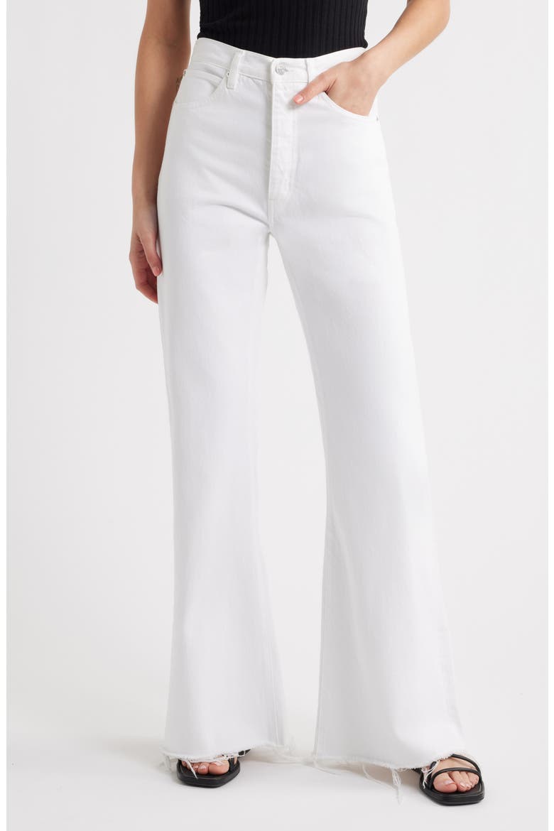 The Lax Frayed High Waist Flare Jeans, Main, color, WHITE RAW FRAY
