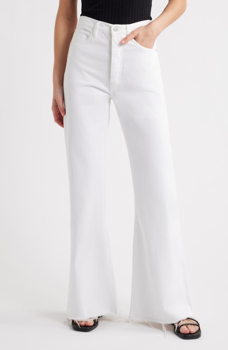 FRAME The Lax Frayed High Waist Flare Jeans, Main, color, White Raw Fray