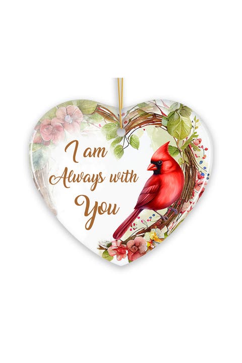 Always With You Cardinal Heart Ceramic Ornament