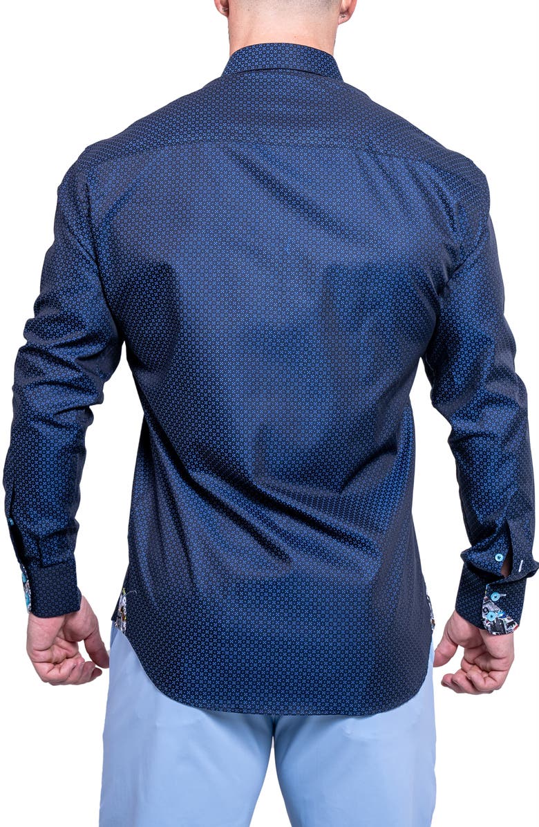 Maceoo Einstein Resistance Blue Stretch Cotton Button-Up Shirt, Alternate, color, 