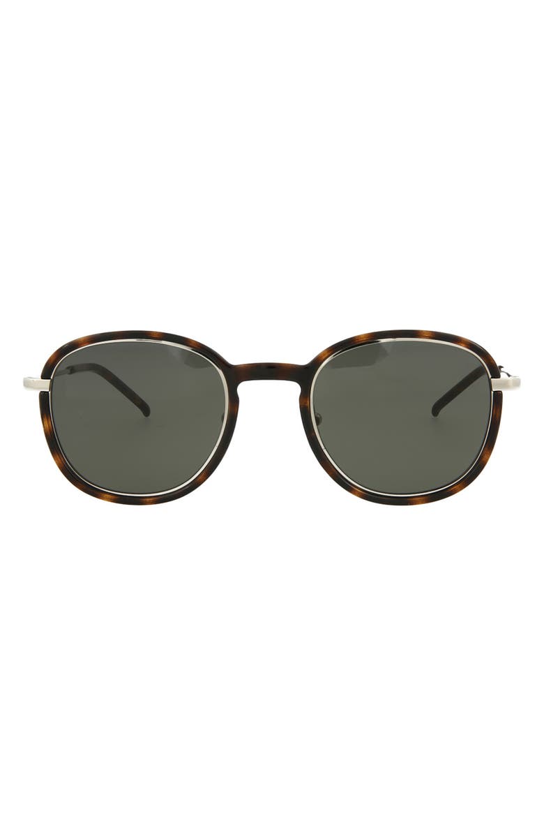 Saint Laurent 49mm Round Sunglasses, Main, color, Havana Silver Grey