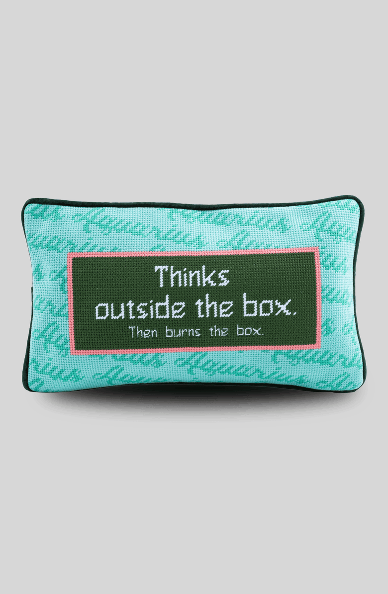 Furbish Aquarius Needlepoint Pillow, Main, color, Teal