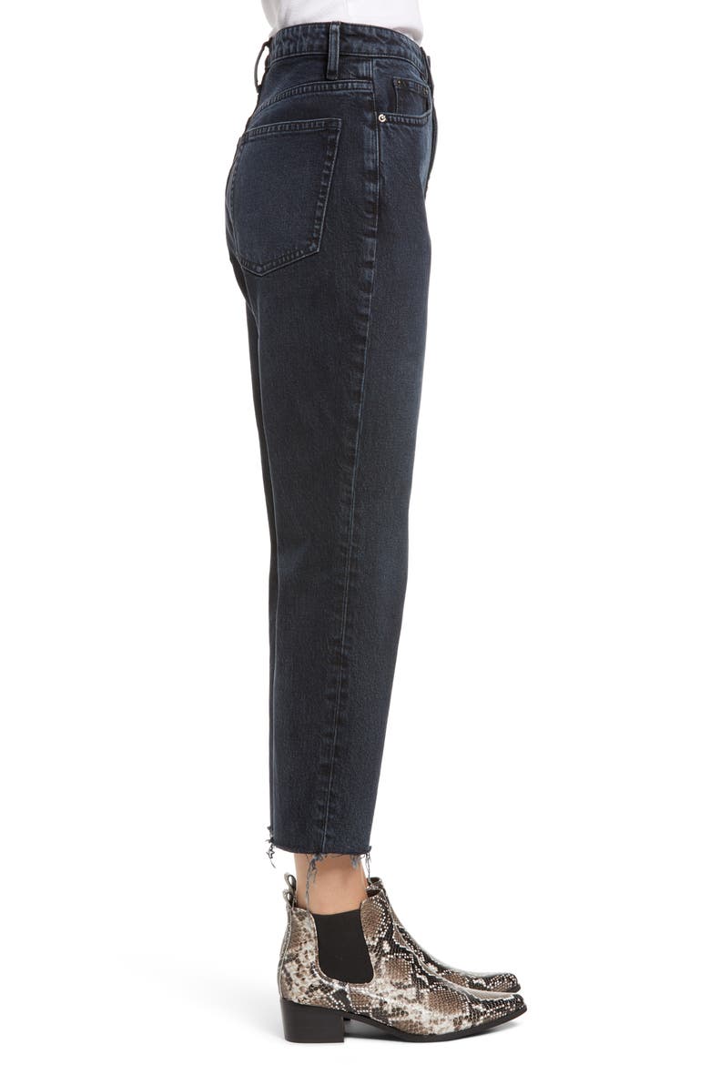 Raw Hem Crop Straight Leg Jeans, Alternate, color, BLUE BLACK