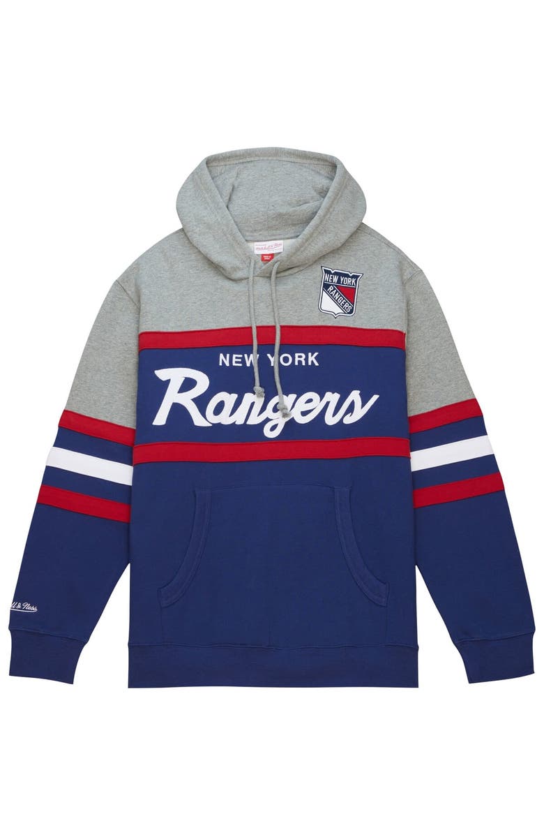 Mitchell & Ness Men's Mitchell & Ness Blue/Gray New York Rangers Head Coach Pullover Hoodie, Alternate, color, Blue