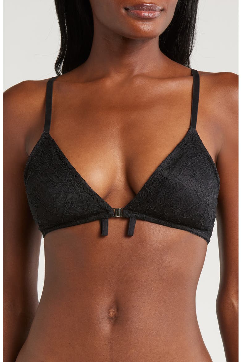 The Convertible Plunge Front Close Adaptive Bralette, Main, color, BLACK
