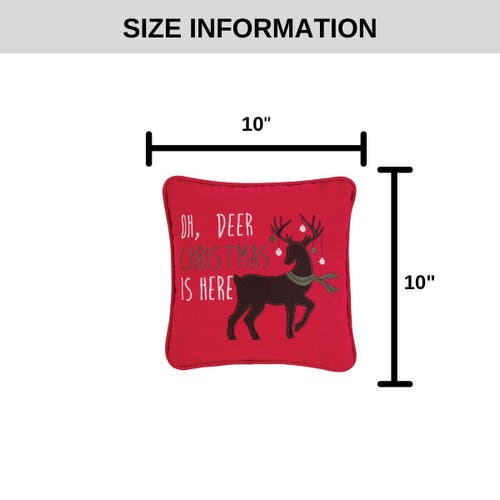 C & F Home C&f Home Oh Deer Christmas Embroidered Small Petite Throw Pillow, 10" X 10" In Red