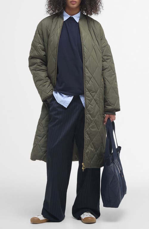 Barbour Rhea Womens Quilted Coat In Deep Olive/ancient Tartan