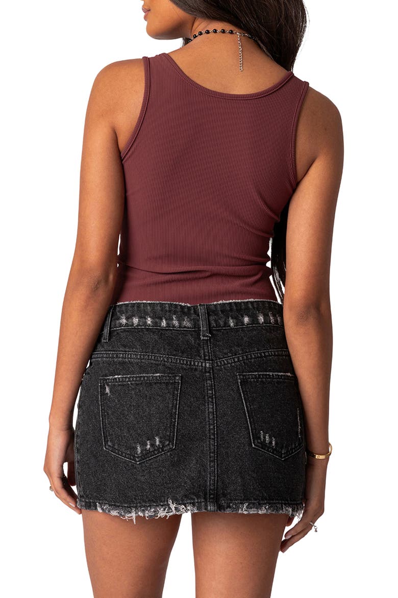 Laney Rib Buckle Strap Bodysuit, Alternate, color, BORDU