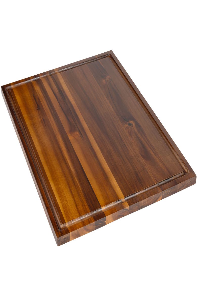 Eldridge Extra Large Handcrafted Acacia Wood Grain Thick Reversible Cutting Board with Juice Grooves, Main, color, Brown