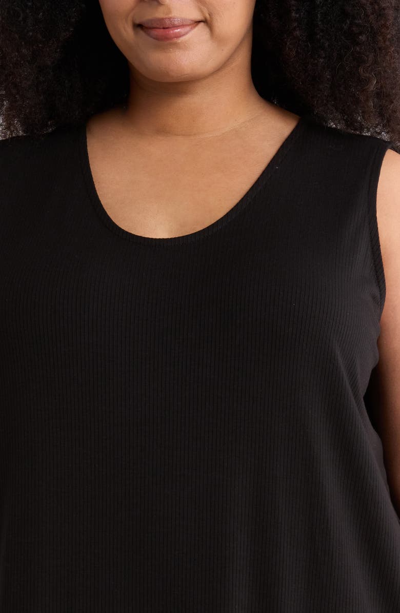 Eileen Fisher Rib Knit Tank Midi Dress, Alternate, color, Black