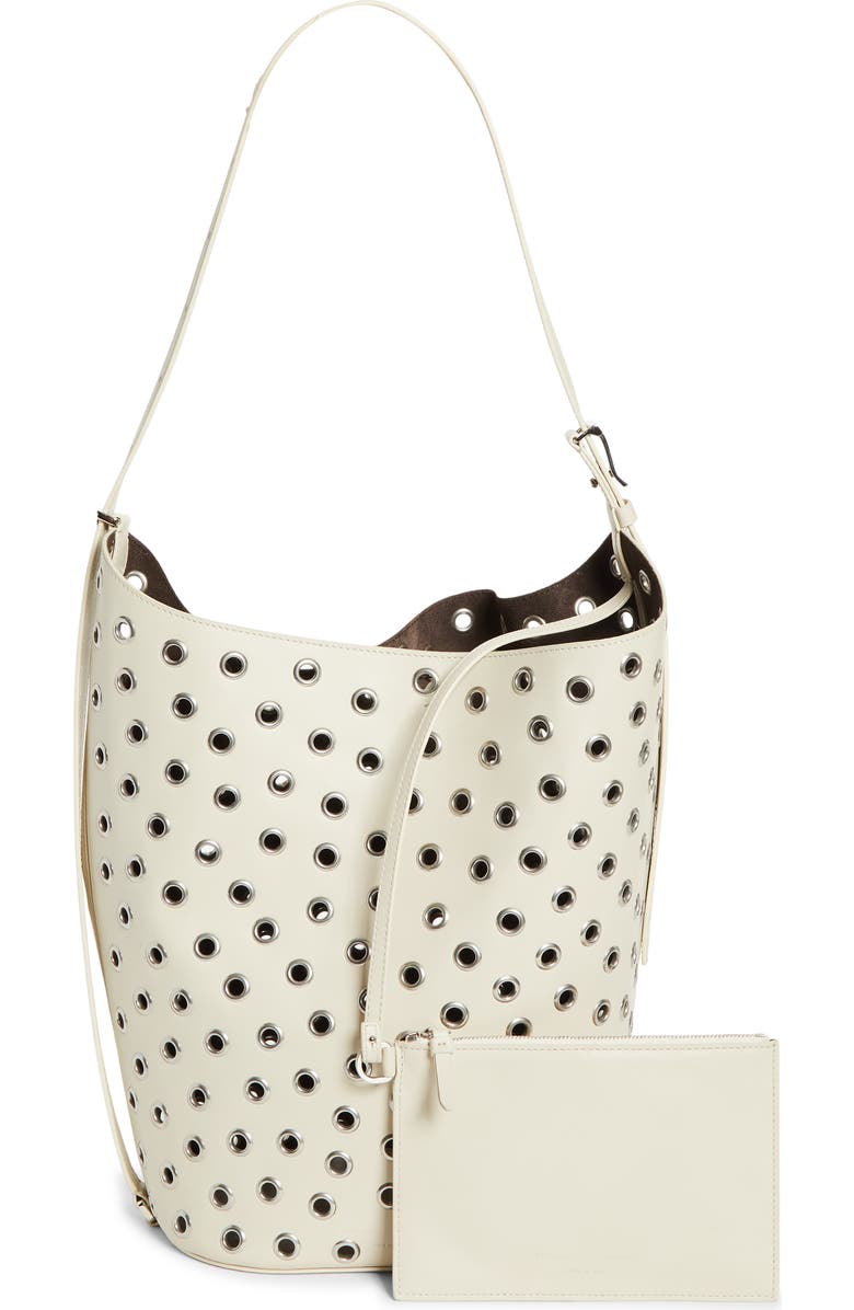 Proenza Schouler Brant Grommet Leather Bucket Bag, Alternate, color, Ecru