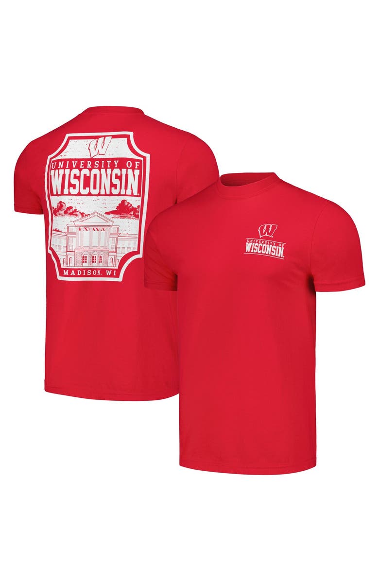 IMAGE ONE Men's Red Wisconsin Badgers Campus Badge Comfort Colors T-Shirt, Main, color, Red