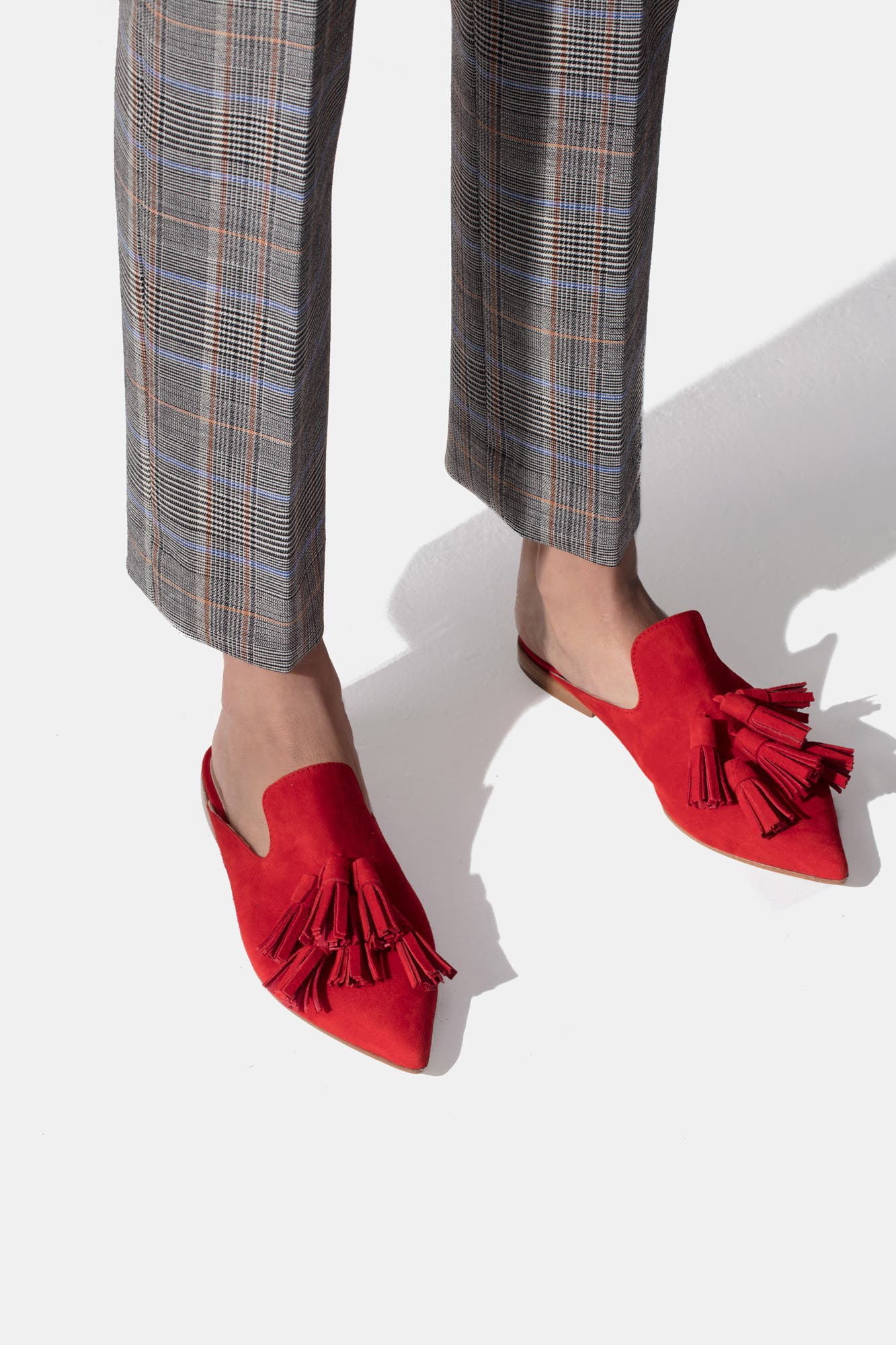 BELLS & BECKS Mirella Pointy Toe Tassel Mule, Alternate, color, Red