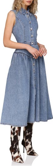 Sleeveless Denim Midi Dress