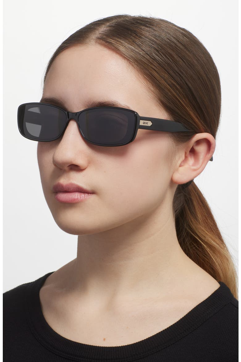 Vibe Check 62mm Polarized Small Square Sunglasses, Alternate, color, BLACK/ BLACK POLARIZED
