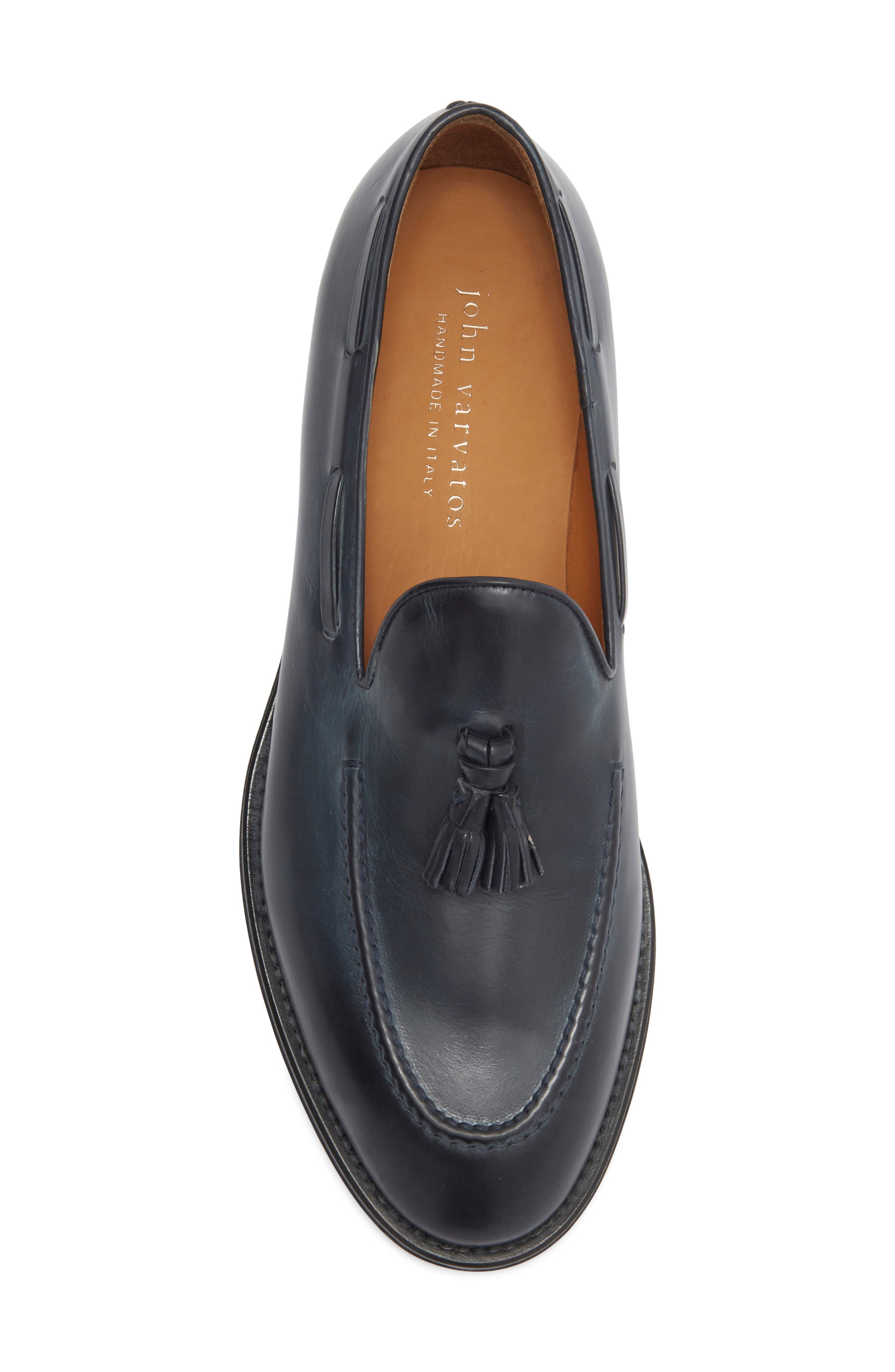 John Varvatos Barrow Leather Tassel Loafer, Alternate, color, Charcoal