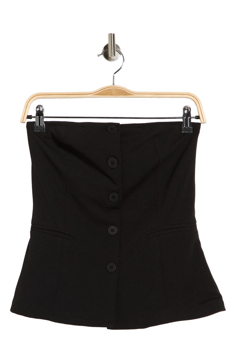 Madden Girl Button Front Strapless Top, Main, color, Black