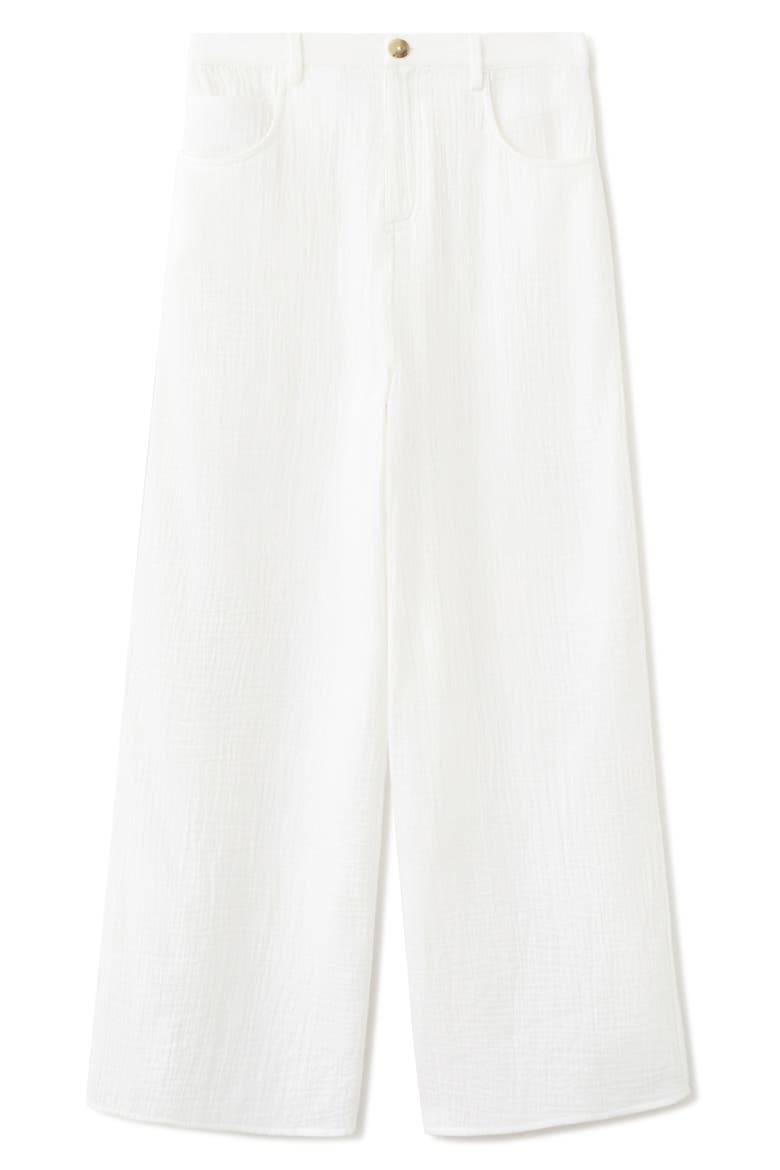 Cotton Double Gauze Straight Leg Pants, Main, color, WHITE