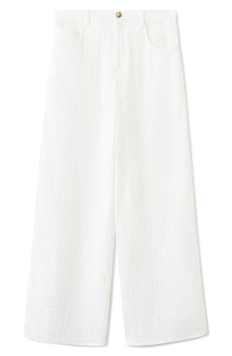 MANGO Cotton Double Gauze Straight Leg Pants, Main, color, White