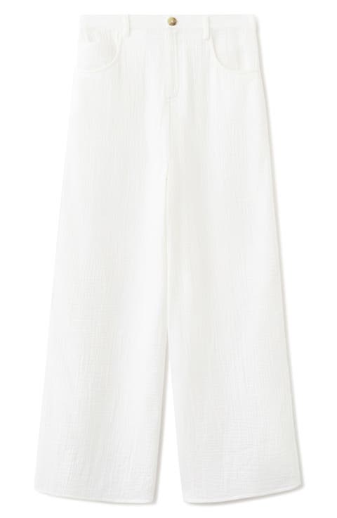 Cotton Double Gauze Straight Leg Pants