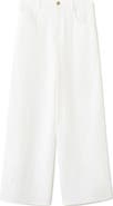 MANGO Cotton Double Gauze Straight Leg Pants
