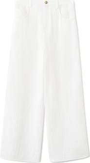 MANGO Cotton Double Gauze Straight Leg Pants