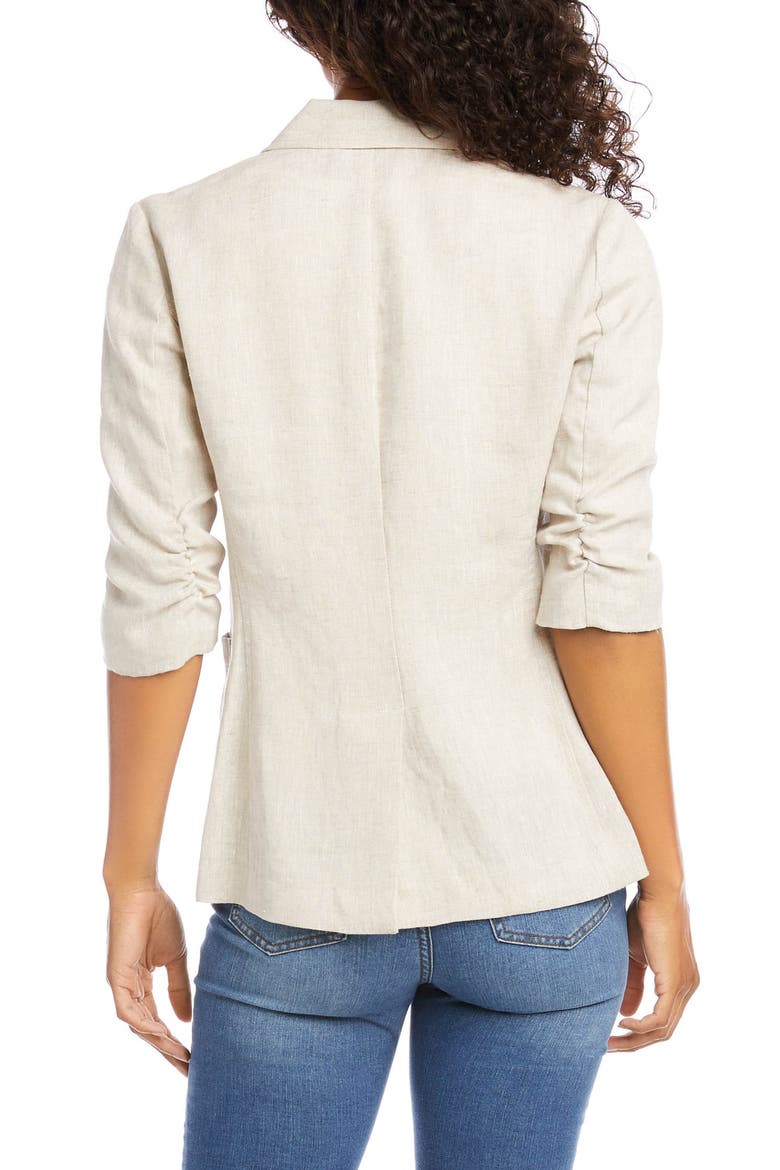 Ruched Sleeve Linen Blazer, Alternate, color, OATMEAL