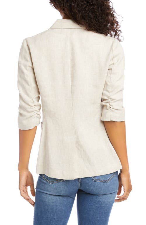 Karen Kane Ruched Sleeve Linen Blazer In Oatmeal