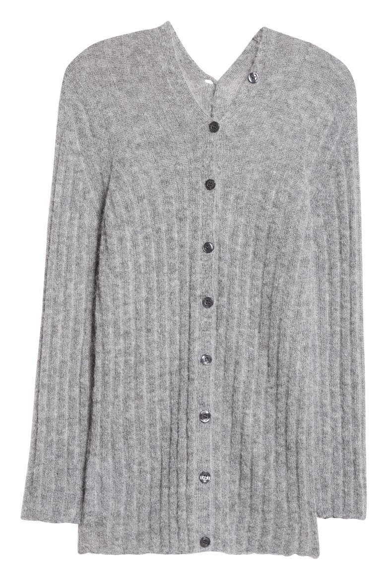 Naor Button Back Mohair & Alpaca Blend Rib Cardigan, Alternate, color, GREY