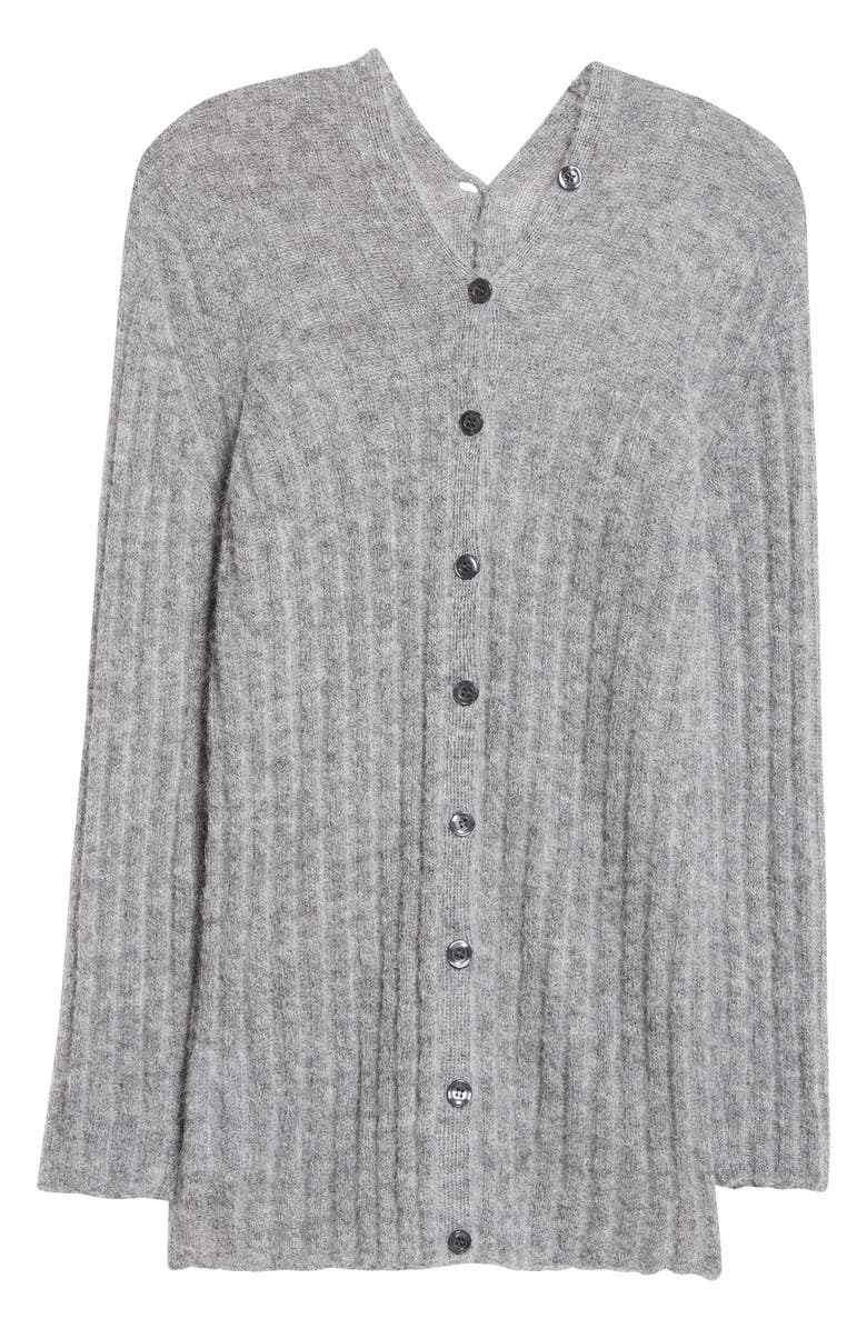Paloma Wool Naor Button Back Mohair & Alpaca Blend Rib Cardigan, Alternate, color, Grey