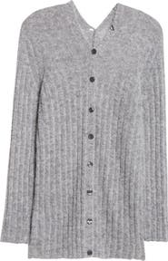 Paloma Wool Naor Button Back Mohair & Alpaca Blend Rib Cardigan