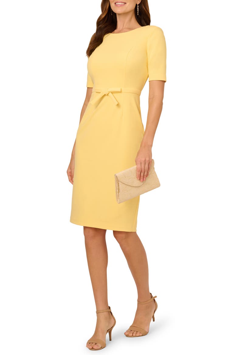 Bow Front Sheath Dress, Alternate, color, WARM SUN