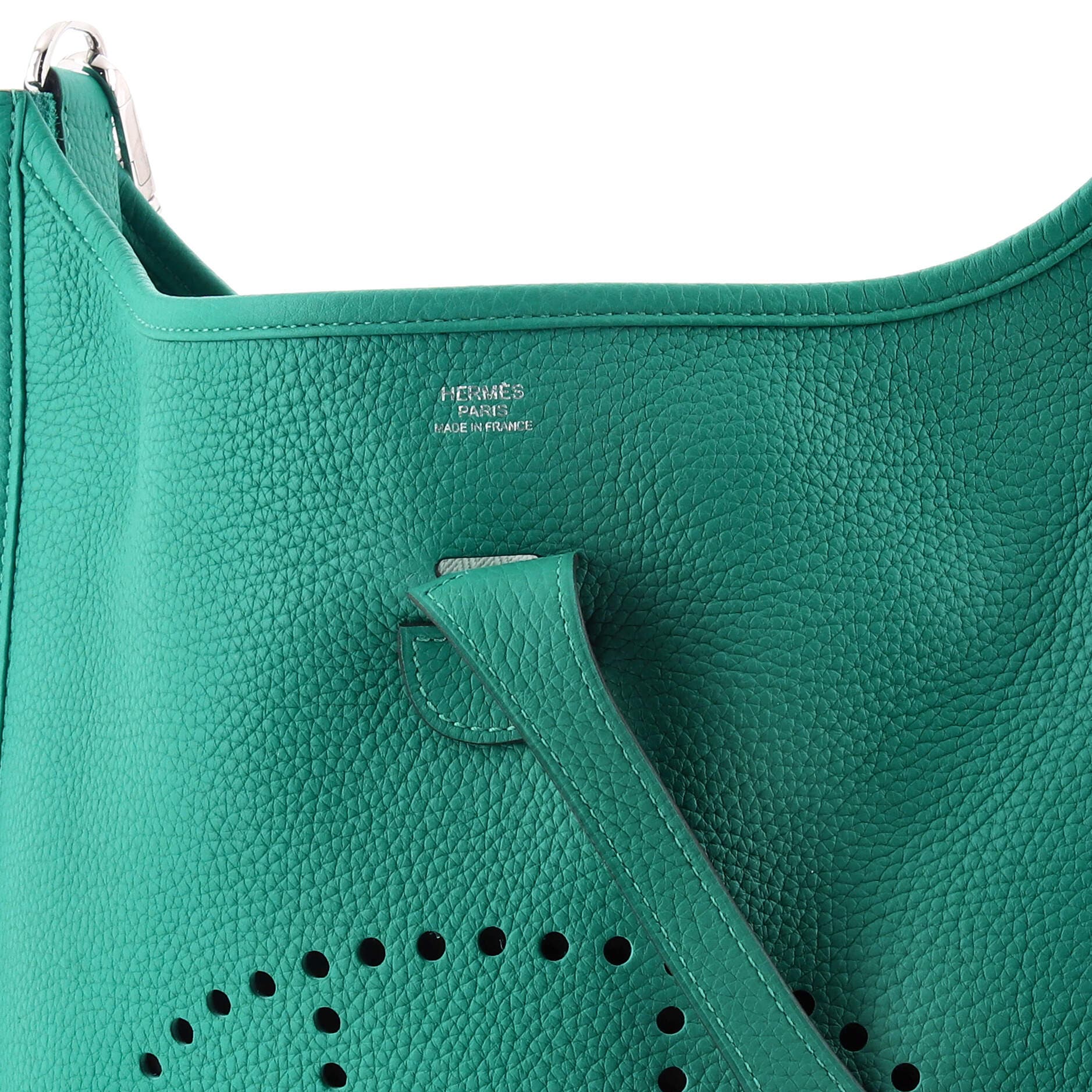 Pre-Owned Hermes Evelyne Bag Gen III Clemence PM, Alternate, color, Vert Verone