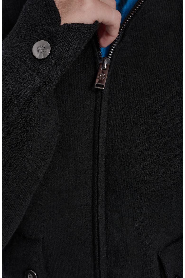 Collared Zip Cardigan, Alternate, color, BLACK