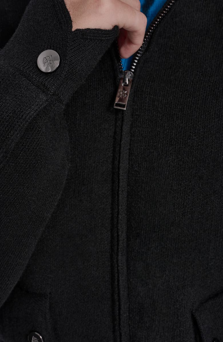DKNY Collared Zip Cardigan, Alternate, color, Black