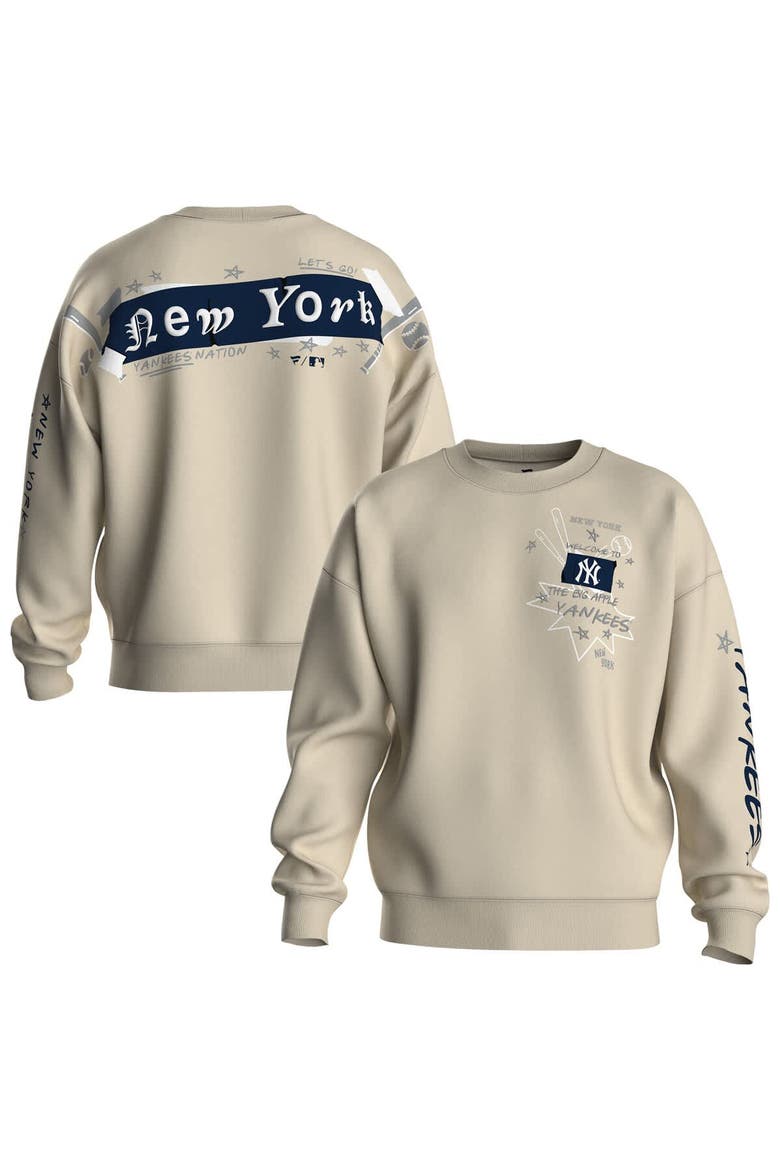 Women's Fanatics  Beige New York Yankees Graffiti Fleece Sweatshirt, Main, color, Beige