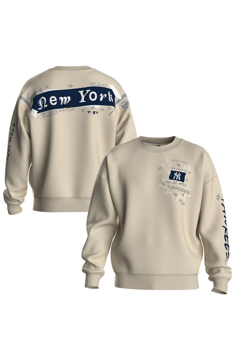 FANATICS Women's Fanatics Beige New York Yankees Graffiti Fleece Sweatshirt, Main, color, Beige