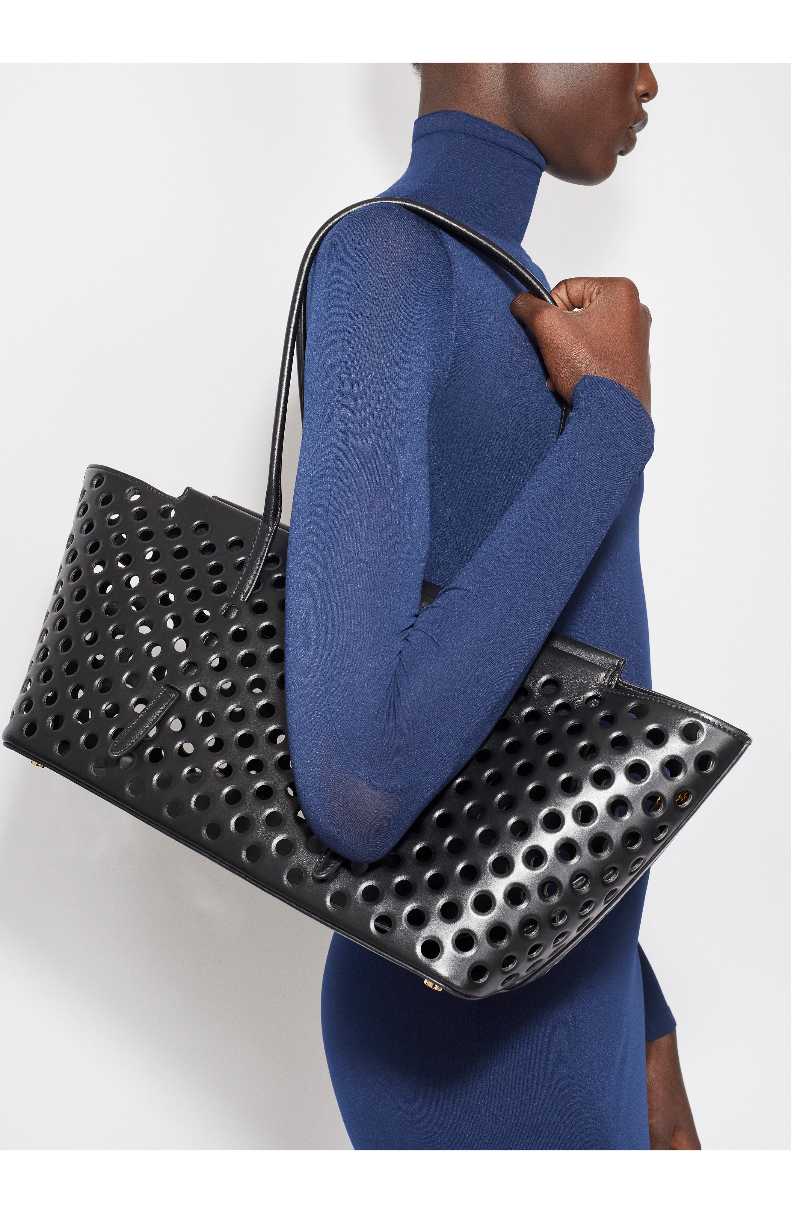 Alaïa Neo Mina 32 Perforated Calfskin Tote, Alternate, color, 